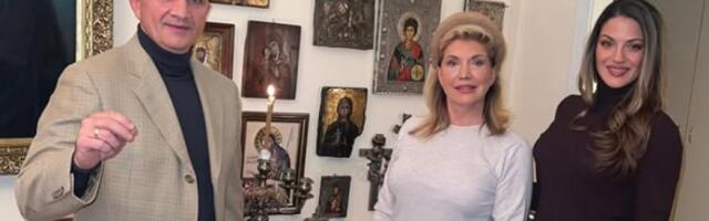 Aranđelovdan s novim zetom: Suzana Mančić i general pozirali pored kolača i sveće
