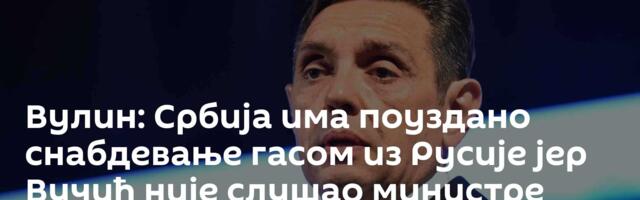 Вулин: Србија има поуздано снабдевање гасом из Русије јер Вучић није слушао министре