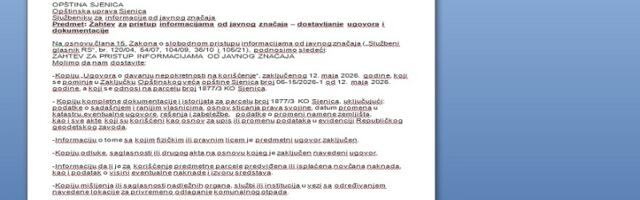 Sjenica: tražen uvid u ugovor i dokumentaciju za parcelu za odlaganje otpada