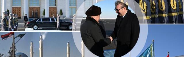 VOJNI ORKESTAR I NAJVIŠA ČAST! Svečani doček za predsednika Vučića u Astani! (VIDEO)