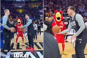 Јокић гледао Дончићево "чудо" - Лука погодио са пола терена иза леђа