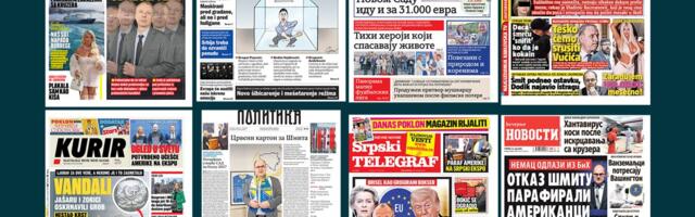 NASLOVNE STRANE SUTRAŠNJIH NOVINA: Prelistavanje štampe za utorak, 12. maj 2026. godine