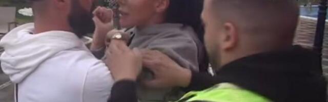 TRUDNA ANITA STANOJLOVIĆ PROLETELA KROZ STAKLO! Uništenog Luku obezbeđenje oborilo na pod - POCEPALA JE CELU RUKU! (VIDEO)