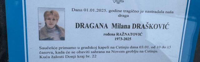 "Taj 1. januar otrgnu te od porodice i svih nas": Emotivno opraštanje od Dragane ubijene u masakru na Cetinju