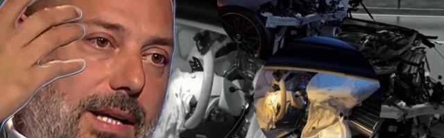 PROCUREO SNIMAK! Evo kako izgleda auto Branka Babića nakon udesa - hauba deformisana, jastuci aktivirani, a krv...