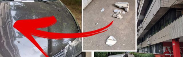 OPASNO PO ŽIVOT! Pao ogroman komad fasade u Bloku 21, tik pored dečijeg parka! Jezivo