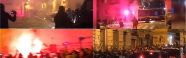 RAT NA ULICAMA NAPULJA ZBOG KARANTINA! Topovski udari, suzavac, policajac ranjen u napadu demonstranata! (VIDEO)
