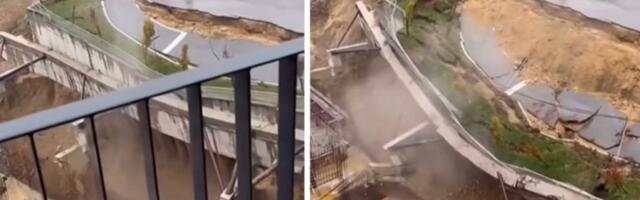 UHAPŠEN BAHATI INVESTITOR IZ KRAGUJEVCA! Zidao bez građevinske dozvole, pa se obrušili potporni zidovi i deo pristupne saobraćajnice! (VIDEO)