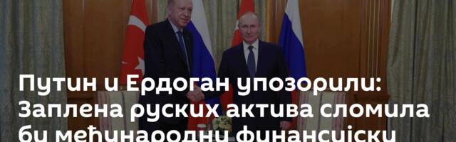 Путин и Ердоган упозорили: Заплена руских актива сломила би међународни финансијски систем