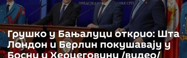 Грушко у Бањалуци открио: Шта Лондон и Берлин покушавају у Босни и Херцеговини /видео/