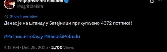 Studenti Poljoprivrednog fakulteta u blokadi: U Batajnici danas prikupljeno više od 4.000 potpisa podrške