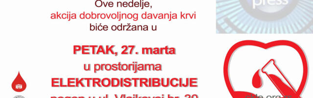 Promena mesta i termina akcije dobrovoljnog davanja krvi u Leskovcu