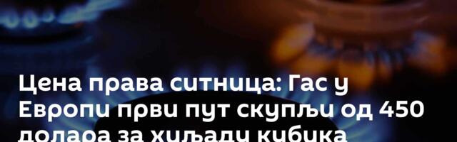 Цена права ситница: Гас у Европи први пут скупљи од 450 долара за хиљаду кубика