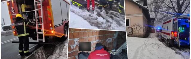 DRAMA U NOVOM SADU: Osoba pala sa visine veće od 5 metara, na licu mesta vatrogasci i Hitna pomoć (FOTO)