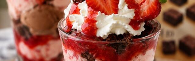Brzi čoko-jagoda desert u čaši: Osvežavajuća poslastica sa sladoledom i braunijem