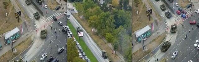 Pripreme za vojnu paradu: Tenkovi oštetili ulice, radnici čiste prašinu (FOTO)