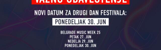 BELGRADE MUSIC WEEK 25: VAŽNO OBAVEŠTENJE – Izmena datuma drugog festivalskog dana – Novi termin: ponedeljak 30. jun