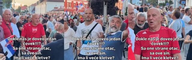 Na protestu u Čačku kordon policije između oca i sina: Tužna realnost Srbije (VIDEO)