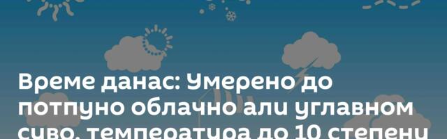 Време данас: Умерено до потпуно облачно али углавном суво, температура до 10 степени
