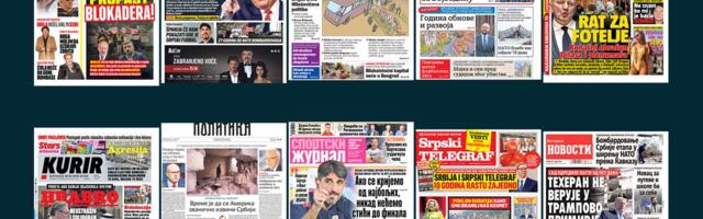 NASLOVNE STRANE SUTRAŠNJIH NOVINA: Prelistavanje štampe za utorak, 24. mart 2026. godine