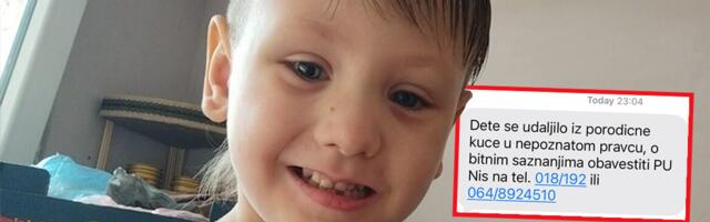 AKTIVIRAO SE SISTEM "PRONAĐI ME" ZBOG MALOG DENISA IZ NIŠA! Građanima stižu poruke: "Dete se udaljilo iz porodične kuće..." (FOTO)