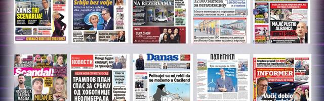 NASLOVNE STRANE SUTRAŠNJIH NOVINA: Prelistavanje štampe za sredu, 10. decembar 2025. godine