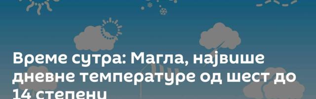 Време сутра: Магла, највише дневне температуре од шест до 14 степени