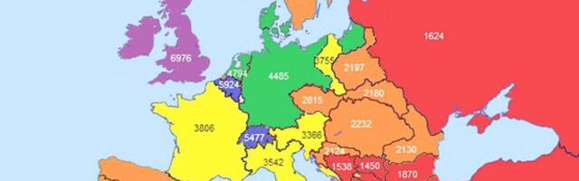 Objavljena mapa Evrope: Preko Srbije piše 1.565, Hrvatske 2.124, a BiH 1.539