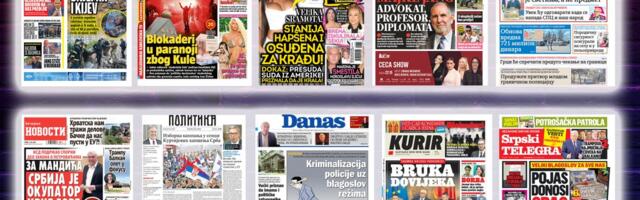NASLOVNE STRANE SUTRAŠNJIH NOVINA: Prelistavanje štampe za sredu, 3. jun 2026. godine