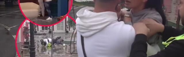 TRUDNA ANITA STANOJLOVIĆ PROLETELA KROZ STAKLO! Uništenog Luku obezbeđenje oborilo na pod - POCEPALA JE CELU RUKU! (VIDEO, GALERIJA)