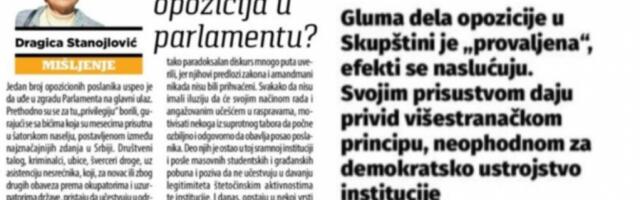 ''PROVALJENI STE, GLUMITE U SKUPŠTINI'' Blokaderski ''Danas'' o opoziciji