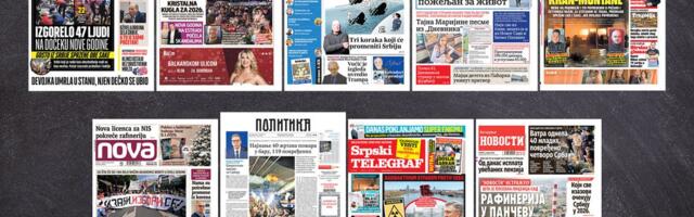 NASLOVNE STRANE SUTRAŠNJIH NOVINA: Prelistavanje štampe za subotu, 3. januar 2026. godine