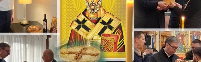 POGLEDAJTE KAKO JE SVE VUČIĆ SLAVIO SLAVU! Predsednik sekao kolač u Briselu dok se borio za Srbiju