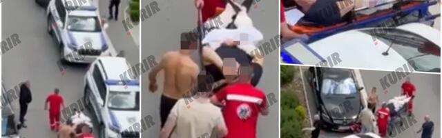 POGLEDAJTE KAKO HITNA IZNOSI RANJENOG VLASNIKA RESTORANA: Leži na nosilima, u zavojima i krvav, a pored njega je sve vreme ON (foto, video)