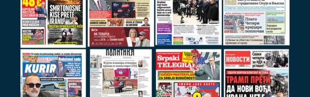 NASLOVNE STRANE SUTRAŠNJIH NOVINA: Prelistavanje štampe za ponedeljak, 9. mart 2026. godine