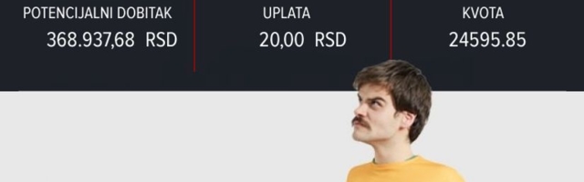 LUDI TIKET (-), petak, 368.937 dinara: Hej, pogodio 19, od ukupno 20 tipova