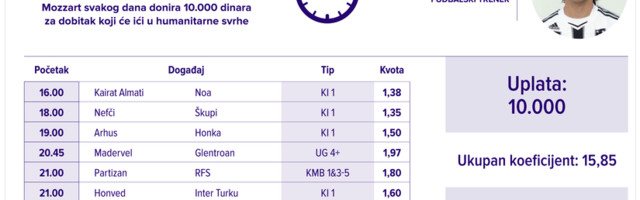 Humanitarni tiket u podne: Miloš Bogunović tipuje za Fondaciju “Solidarnost za Kosovo”