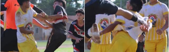 NAJBRUTALNIJA TUČA FUDBALERA OVE GODINE! Zaleteo se da brani saigrača, pa brutalno sa leđa šutnuo protivnika! Sudija se totalno pogubio