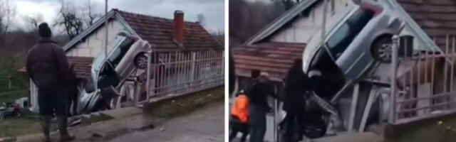 DARKO GLEDAO TV KADA JE AUTO &quot;SLETEO&quot; NA KROV KUĆE: Detalji bizarne nesreće kod Ćuprije (VIDEO)