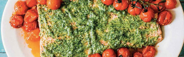 Losos sa pesto sosom i čeri paradajzom
