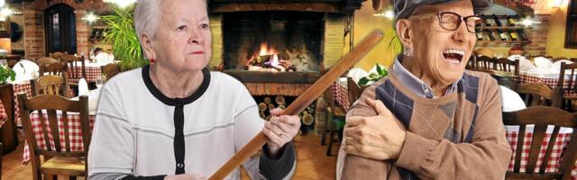 (VIDEO) Baba motkom isterala muža iz kafane!: "Ustaj! Ja bolesna, drva nemamo, a ti tu..." Ovaj snimak šokirao Srbiju!