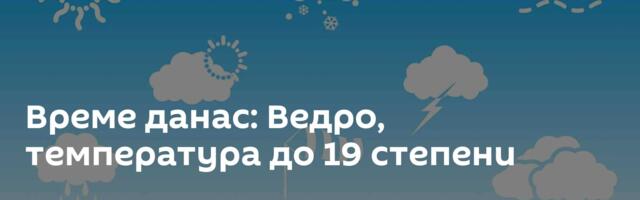 Време данас: Ведро, температура до 19 степени