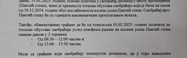 I dalje obustave saobraćaja na deonici puta Kosjerić-Požega
