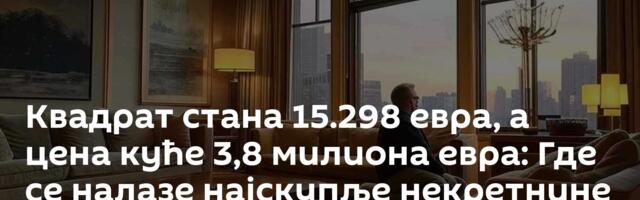 Квадрат стана 15.298 евра, а цена куће 3,8 милиона евра: Где се налазе најскупље некретнине у Србији