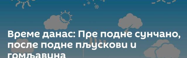 Време данас: Пре подне сунчано, после подне пљускови и грмљавина