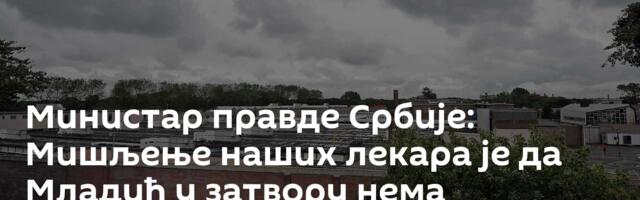 Министар правде Србије: Мишљење наших лекара је да Младић у затвору нема адекватно лечење
