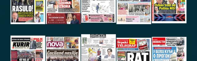 NASLOVNE STRANE SUTRAŠNJIH NOVINA: Prelistavanje štampe za nedelju, 30. novembar 2025. godine