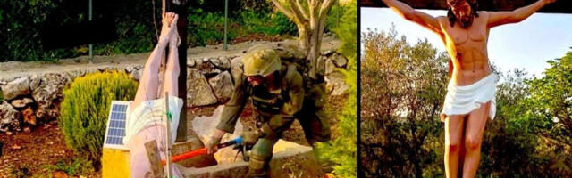 Израелски војник у Либану маљем разбио распетог Христа