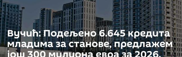 Вучић: Подељено 6.645 кредита младима за станове, предлажем још 300 милиона евра за 2026.