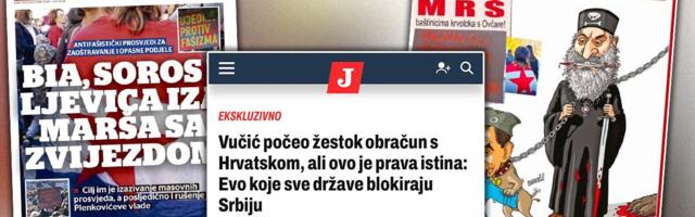 SKANDALOZNA KARIKATURA I NOVI NAPADI IZ HRVATSKE Porfirije s krvavim nožem, BIA im kriva za proteste! Linta: Ta zemlja živi zarobljena u genocidnoj prošlosti